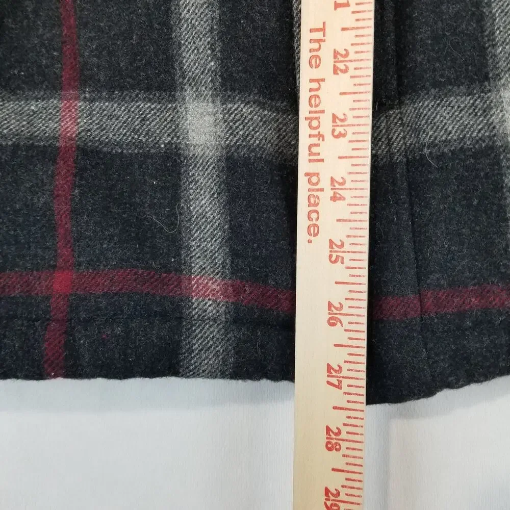 Woolrich Jacket Mens Large Slate Plaid Wool Sherpa Lined Button Front 16095